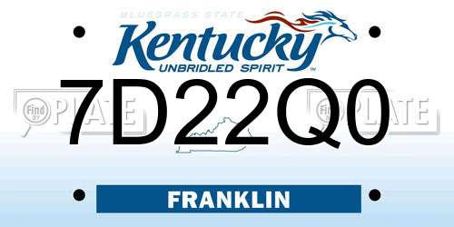 7D22Q0 Kentucky License Plate