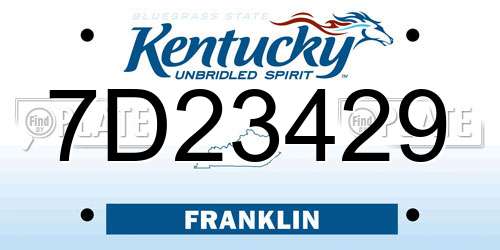 7D23429 Kentucky License Plate