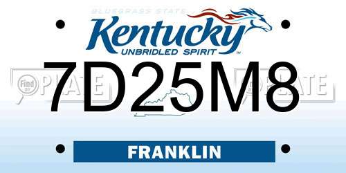7D25M8 Kentucky License Plate