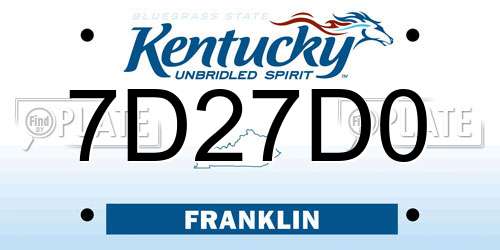 7D27D0 Kentucky License Plate