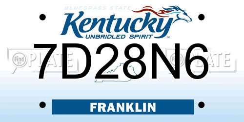 7D28N6 Kentucky License Plate