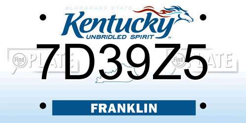 7D39Z5 Kentucky License Plate