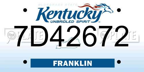 7D42672 Kentucky License Plate