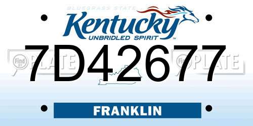 7D42677 Kentucky License Plate