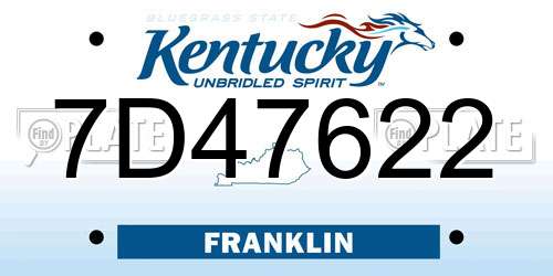 7D47622 Kentucky License Plate