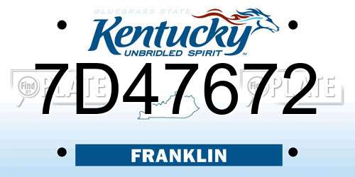 7D47672 Kentucky License Plate