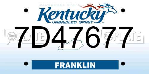 7D47677 Kentucky License Plate