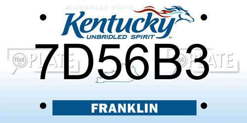 7D56B3 Kentucky License Plate