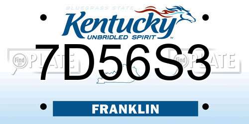 7D56S3 Kentucky License Plate