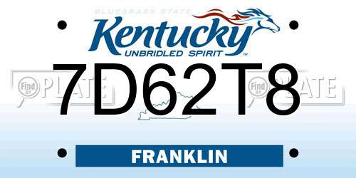 7D62T8 Kentucky License Plate