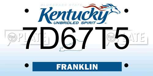 7D67T5 Kentucky License Plate
