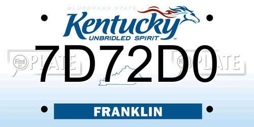 7D72D0 Kentucky License Plate