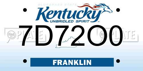 7D72O0 Kentucky License Plate