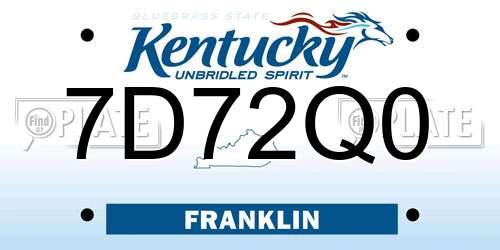 7D72Q0 Kentucky License Plate