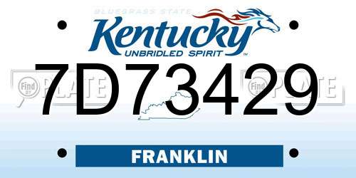 7D73429 Kentucky License Plate