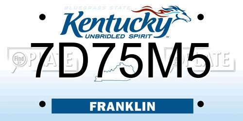 7D75M5 Kentucky License Plate
