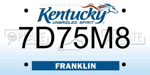 7D75M8 Kentucky License Plate