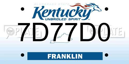 7D77D0 Kentucky License Plate