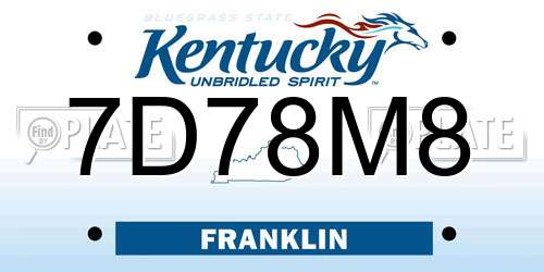 7D78M8 Kentucky License Plate