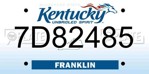 7D82485 Kentucky License Plate