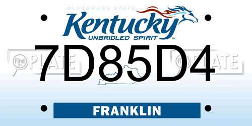 7D85D4 Kentucky License Plate