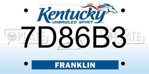 7D86B3 Kentucky License Plate