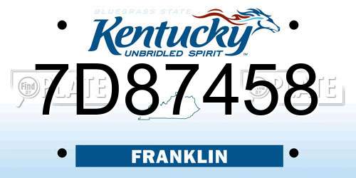 7D87458 Kentucky License Plate