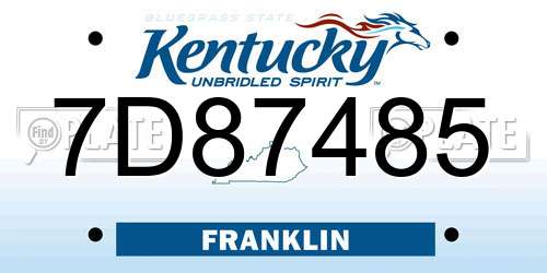 7D87485 Kentucky License Plate