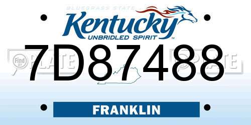 7D87488 Kentucky License Plate