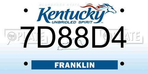 7D88D4 Kentucky License Plate