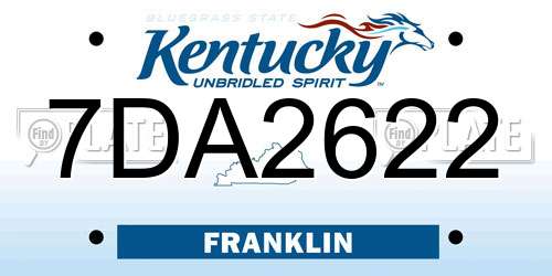 7DA2622 Kentucky License Plate