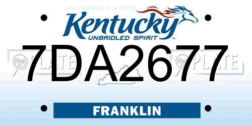 7DA2677 Kentucky License Plate