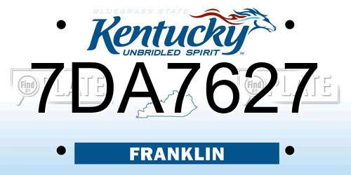 7DA7627 Kentucky License Plate