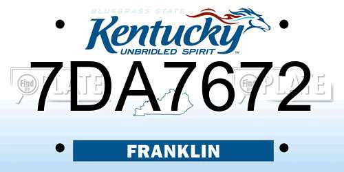 7DA7672 Kentucky License Plate