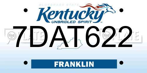 7DAT622 Kentucky License Plate