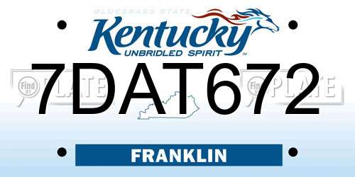 7DAT672 Kentucky License Plate