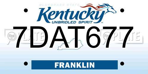 7DAT677 Kentucky License Plate