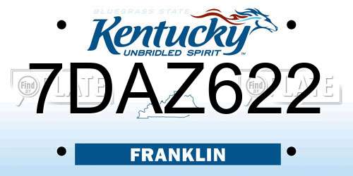 7DAZ622 Kentucky License Plate