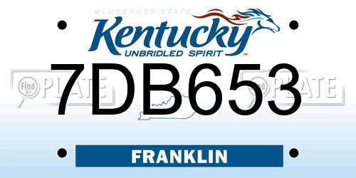 7DB653 Kentucky License Plate