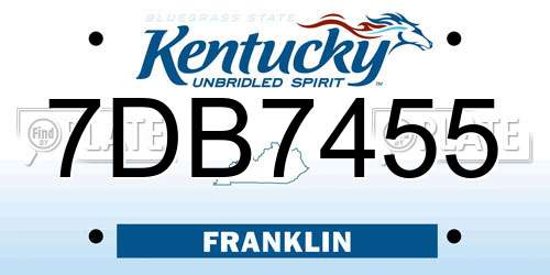 7DB7455 Kentucky License Plate
