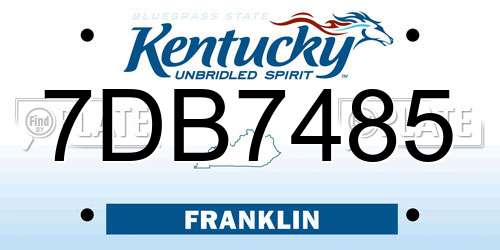 7DB7485 Kentucky License Plate