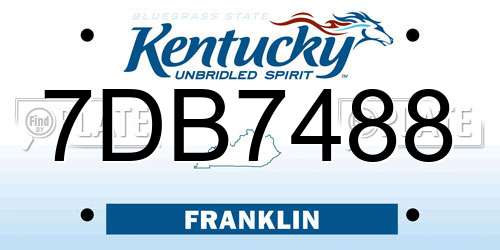 7DB7488 Kentucky License Plate