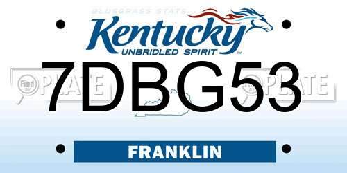 7DBG53 Kentucky License Plate