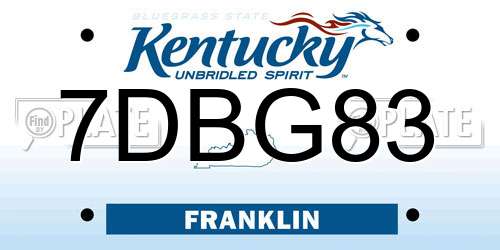 7DBG83 Kentucky License Plate