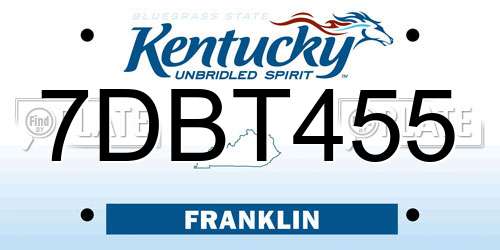 7DBT455 Kentucky License Plate