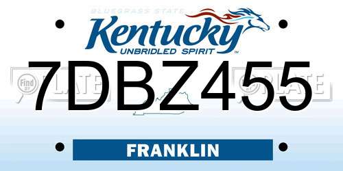 7DBZ455 Kentucky License Plate