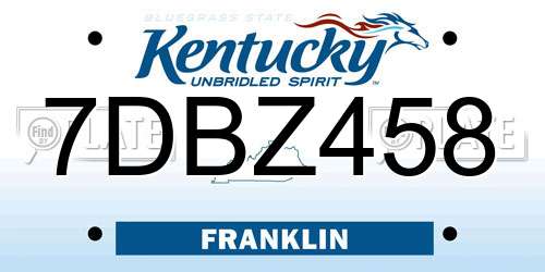 7DBZ458 Kentucky License Plate