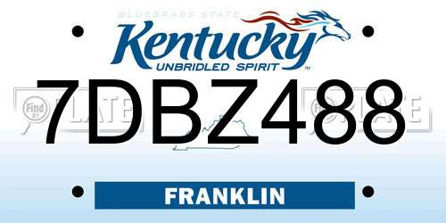 7DBZ488 Kentucky License Plate