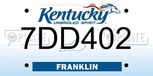 7DD402 Kentucky License Plate