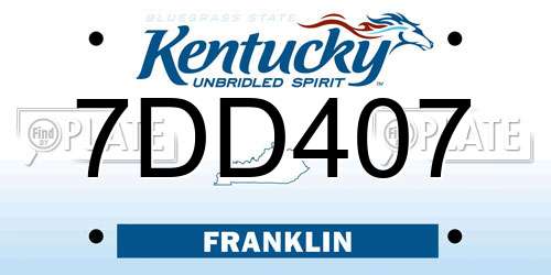 7DD407 Kentucky License Plate